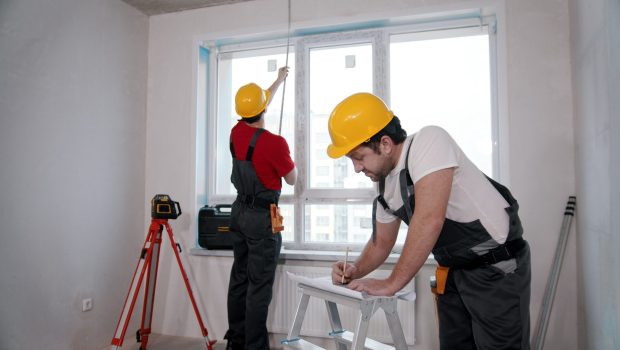 apartment-repair-one-man-worker-measuring-the-window-in-the-room-and-other-making-mark-SBI-351548439